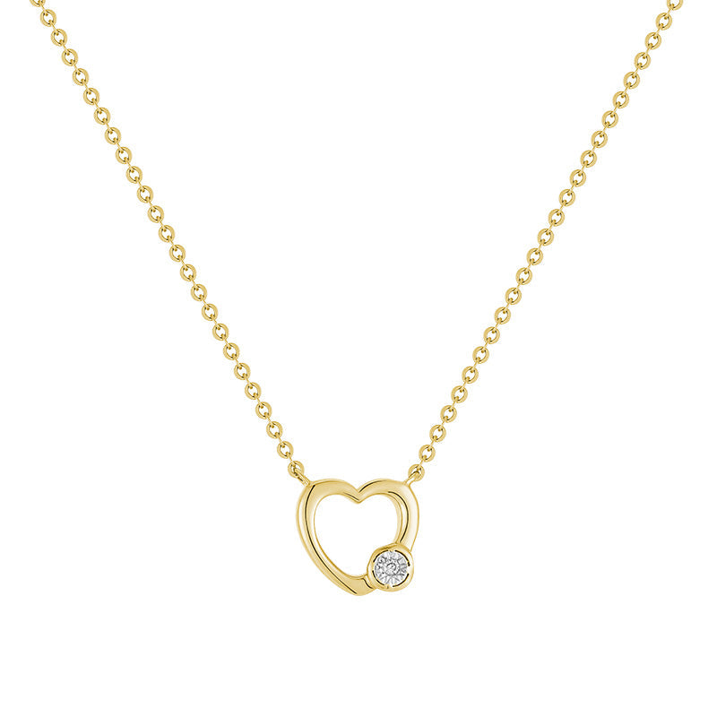 Open Heart & Bezel Diamond Necklace