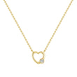 Open Heart & Bezel Diamond Necklace