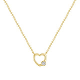 Open Heart & Bezel Diamond Necklace