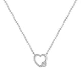 Open Heart & Bezel Diamond Necklace