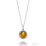 Precious Stone & Halo Diamond Pendant
