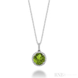 Precious Stone & Halo Diamond Pendant