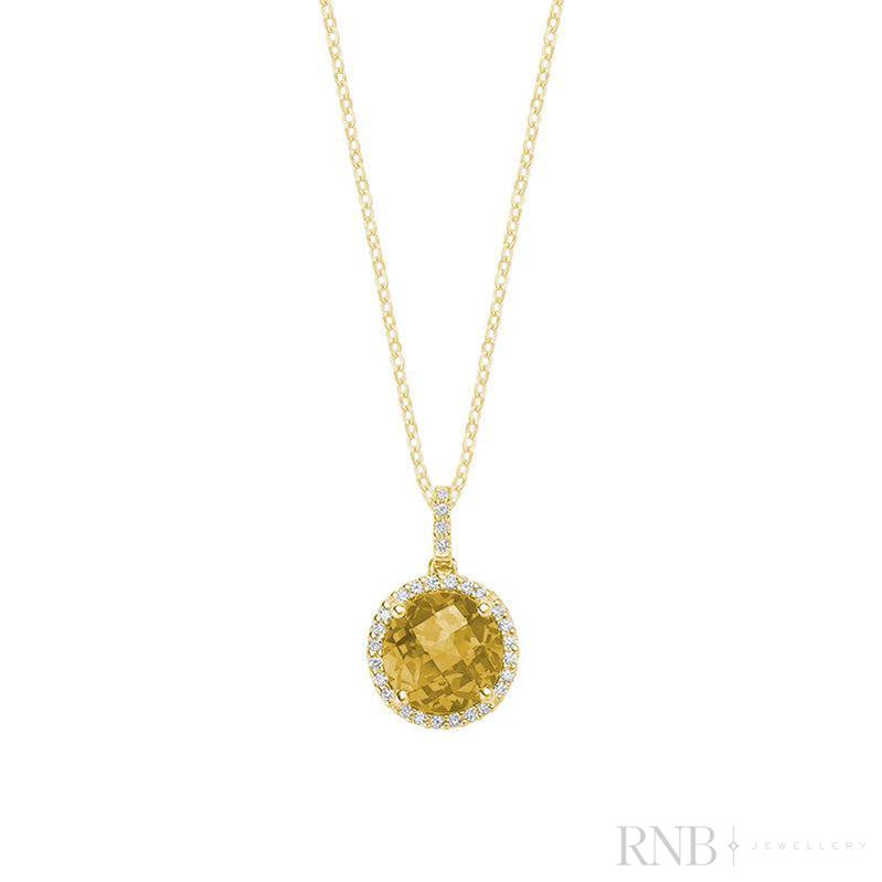 Precious Stone & Halo Diamond Pendant