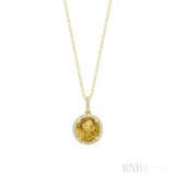 Precious Stone & Halo Diamond Pendant