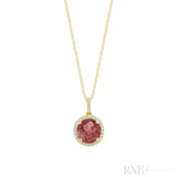 Precious Stone & Halo Diamond Pendant