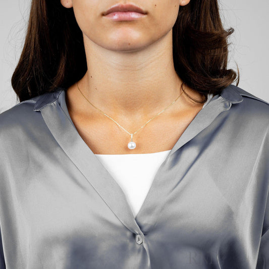 Cultured  Pearl & Diamond Bail Pendant