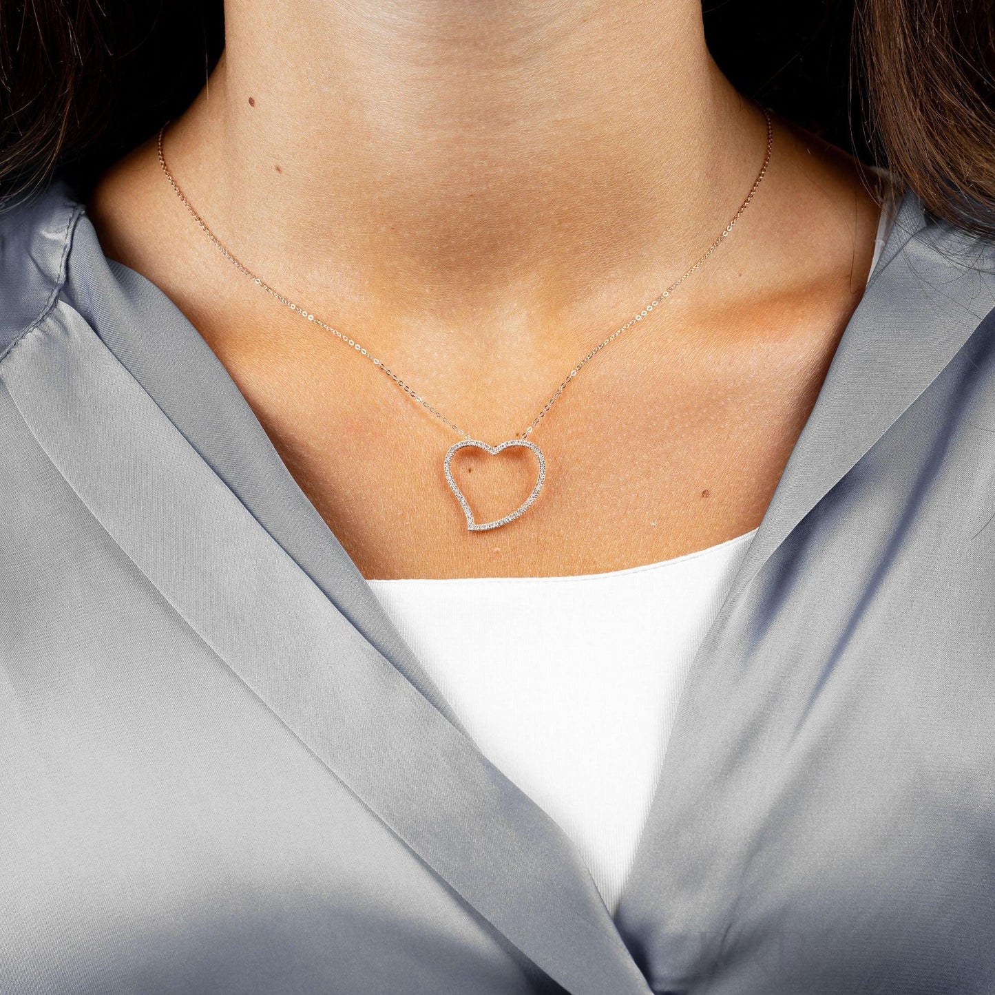 Asymmetrical Diamond Heart Pendant