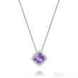 Cushion Cut Colored Stone Halo Diamond Pendant