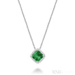 Cushion Cut Colored Stone Halo Diamond Pendant