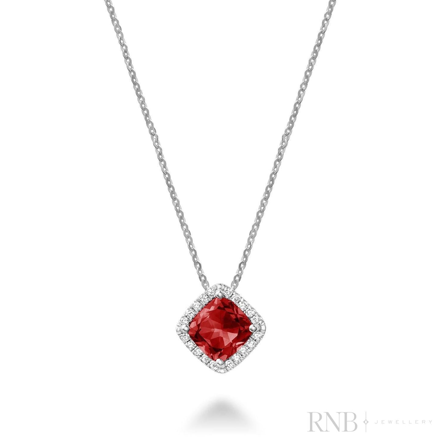 Cushion Cut Colored Stone Halo Diamond Pendant