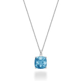Cushion Cut Colored Stone and Diamond Pendant
