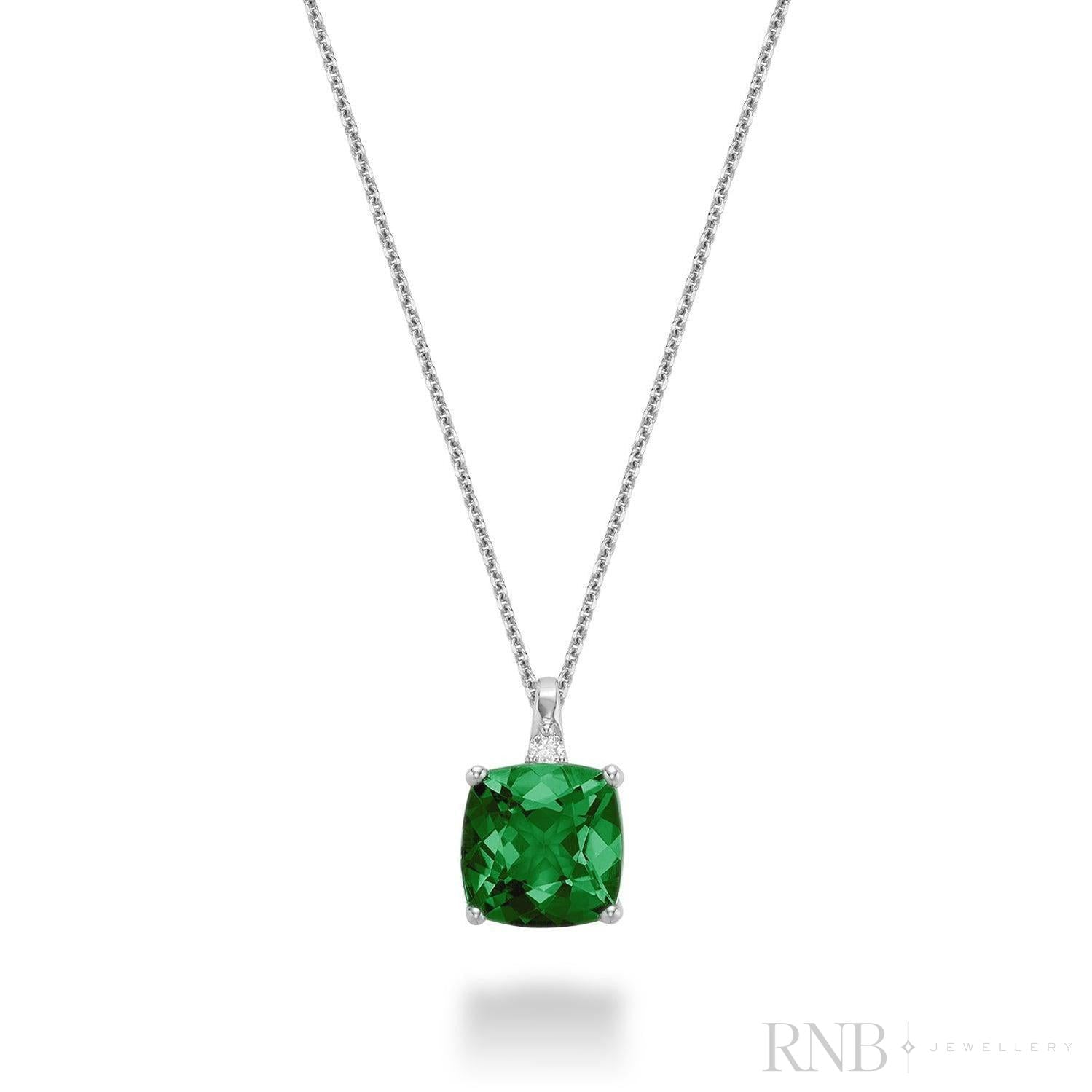 Cushion Cut Colored Stone and Diamond Pendant