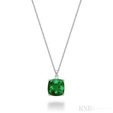Cushion Cut Colored Stone and Diamond Pendant