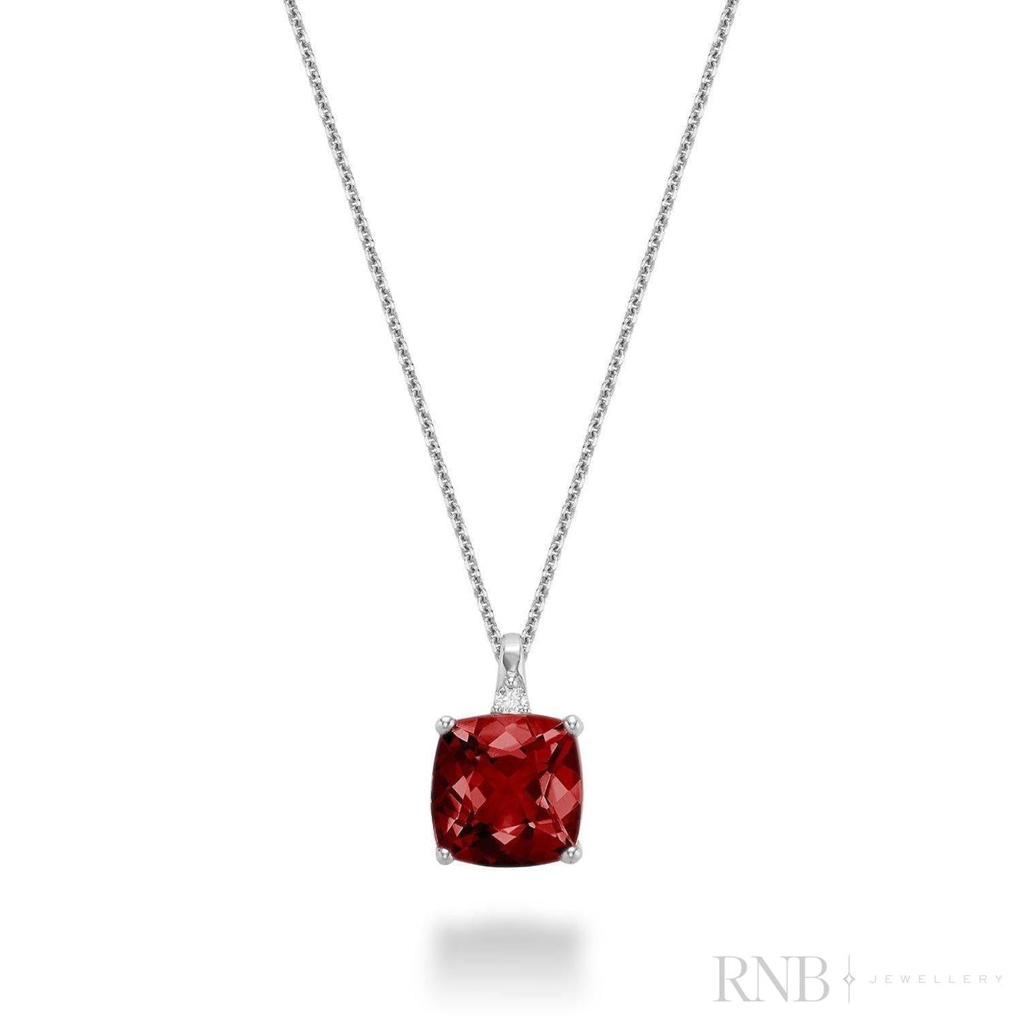 Cushion Cut Colored Stone and Diamond Pendant