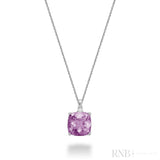 Cushion Cut Colored Stone and Diamond Pendant