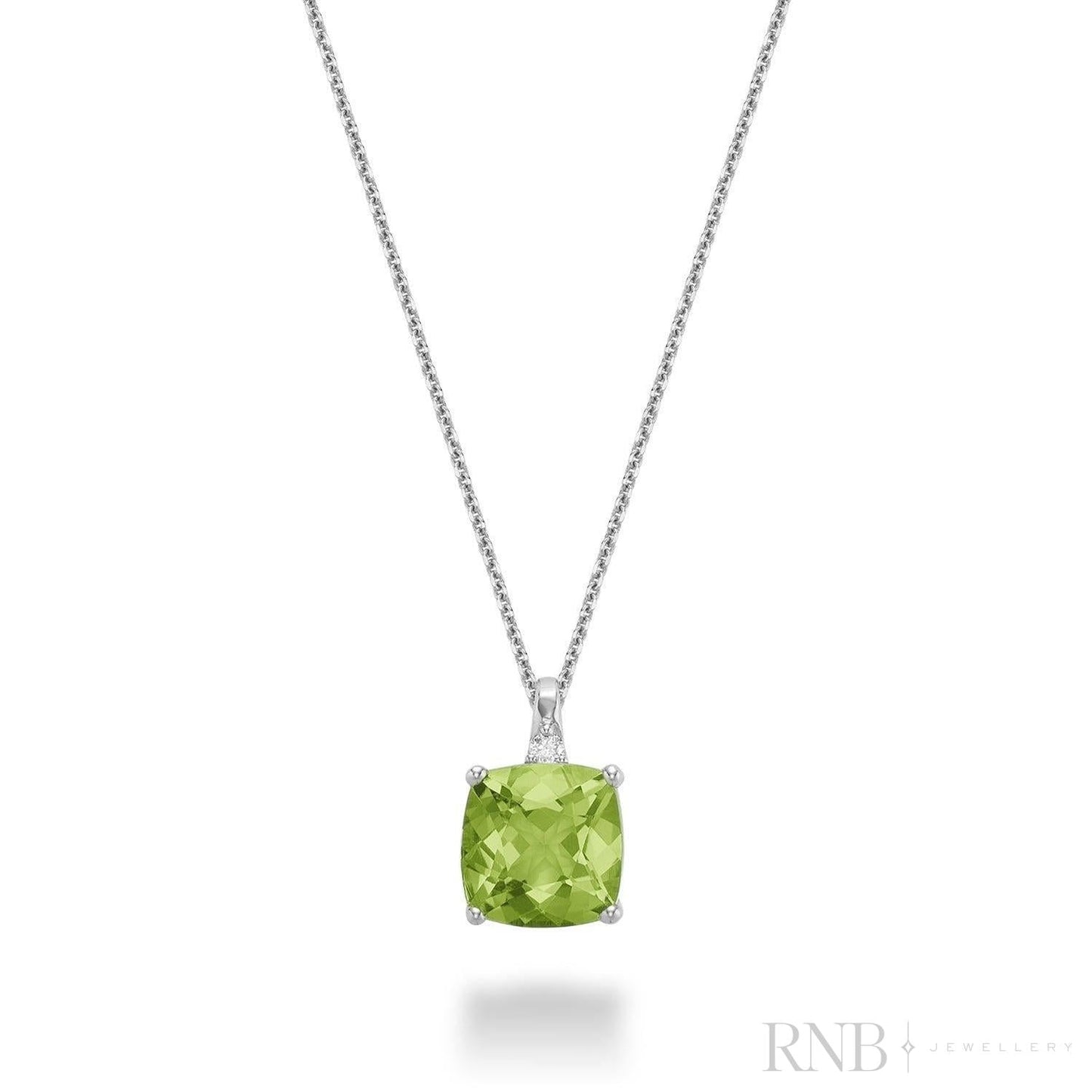 Cushion Cut Colored Stone and Diamond Pendant