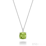 Cushion Cut Colored Stone and Diamond Pendant