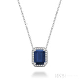 Emerald Cut Colored Stone & Diamond Pendant