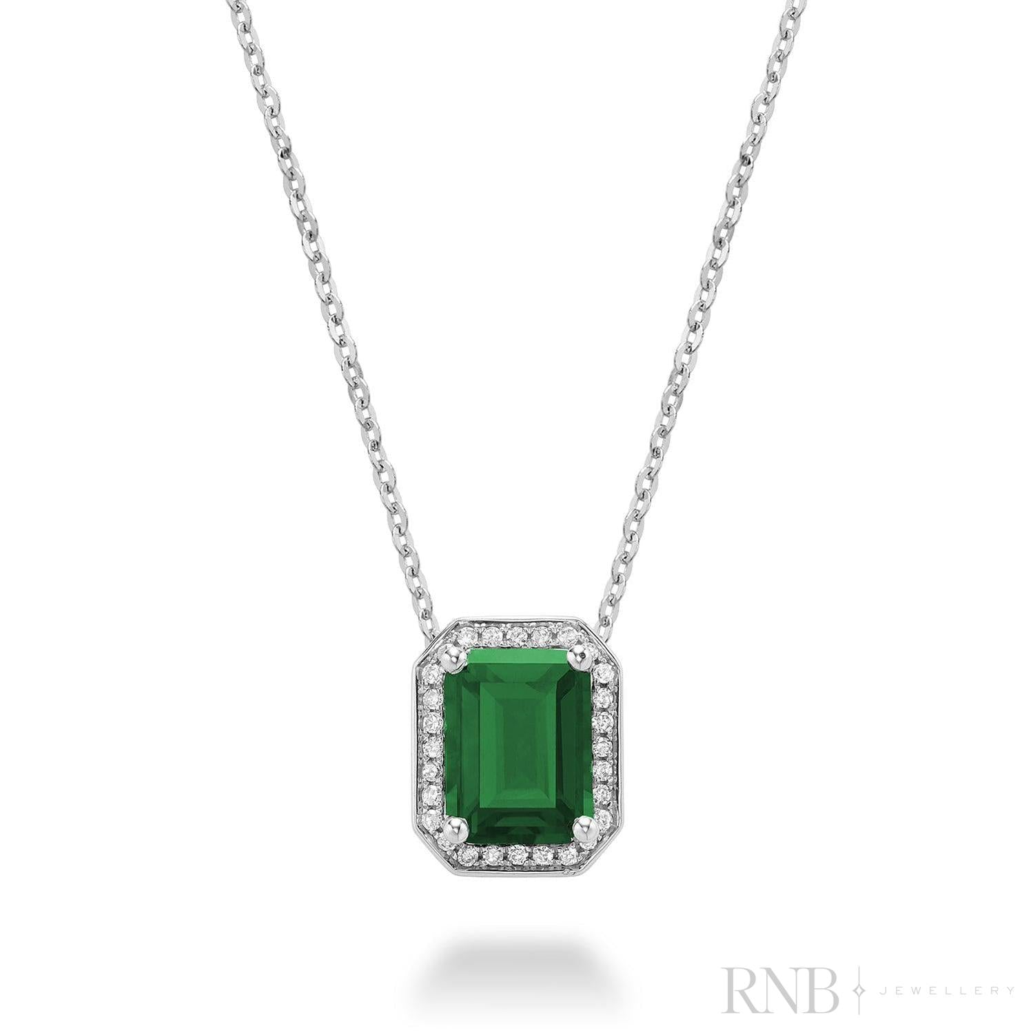 Emerald Cut Colored Stone & Diamond Pendant