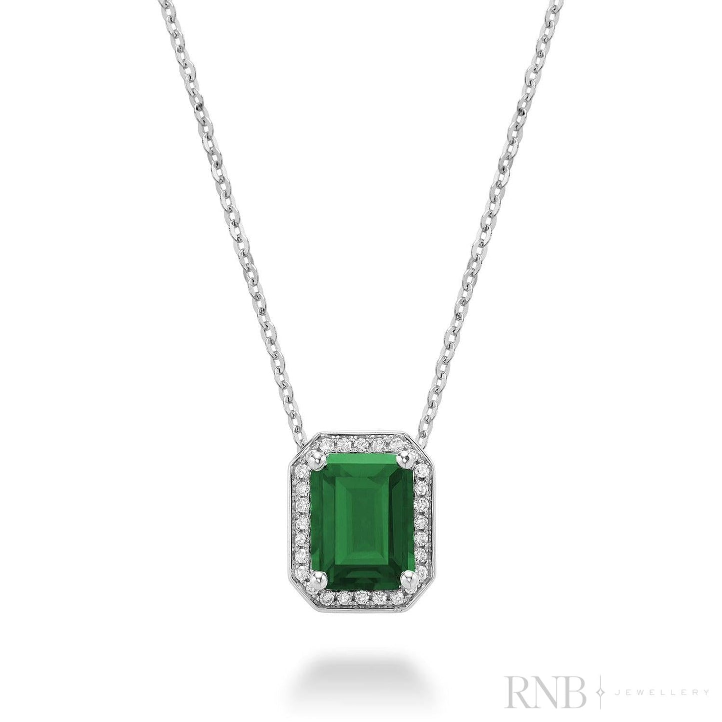 Emerald Cut Colored Stone & Diamond Pendant