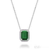 Emerald Cut Colored Stone & Diamond Pendant