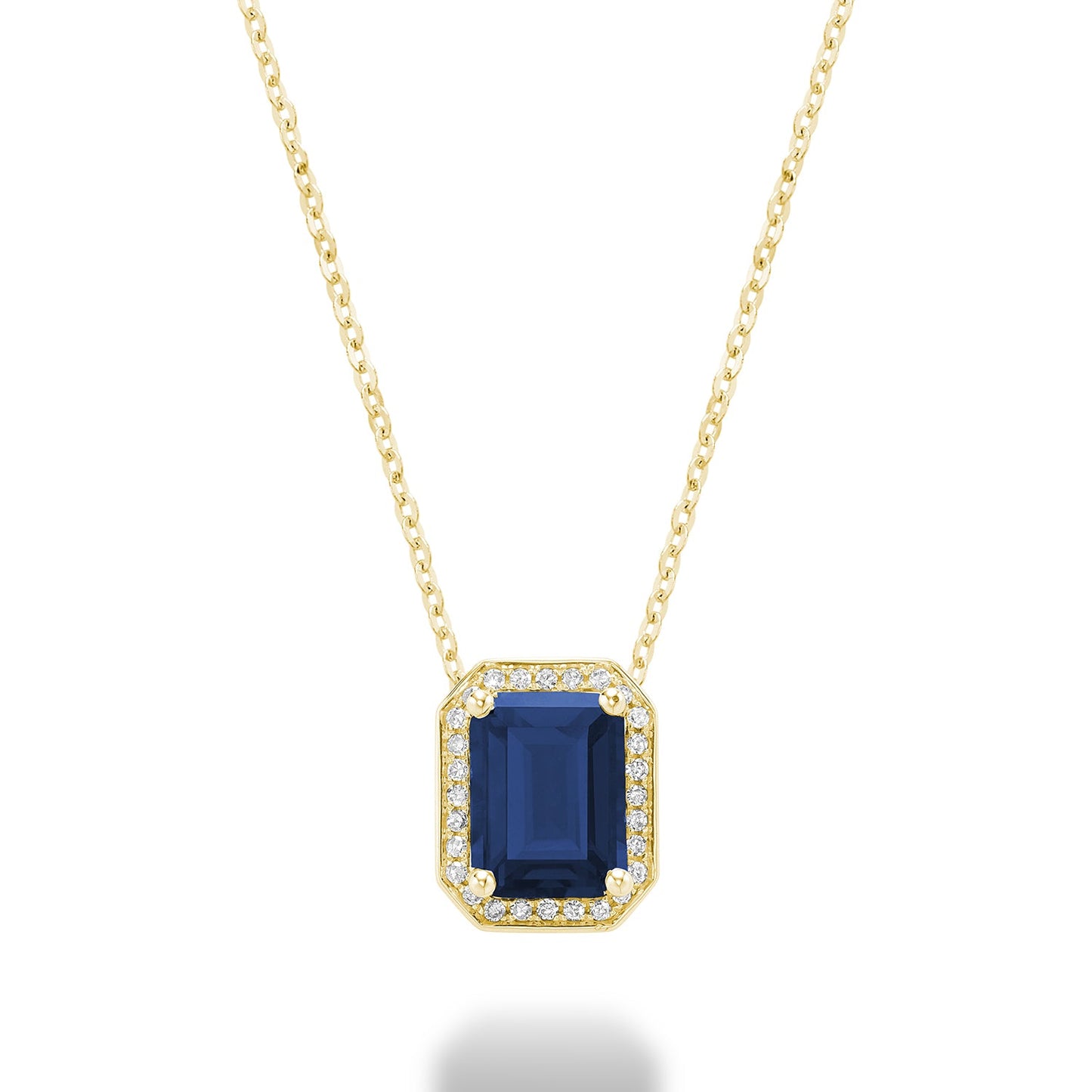Emerald Cut Colored Stone & Diamond Pendant