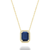 Emerald Cut Colored Stone & Diamond Pendant