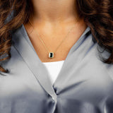 Emerald Cut Colored Stone & Diamond Pendant