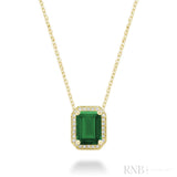 Emerald Cut Colored Stone & Diamond Pendant