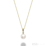 Cultured Pearl & Solitaire Diamond Pendant