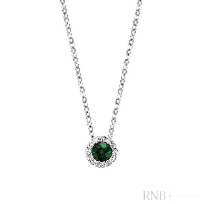 Precious Stone & Halo Diamond Pendant