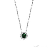 Precious Stone & Halo Diamond Pendant