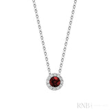 Precious Stone & Halo Diamond Pendant