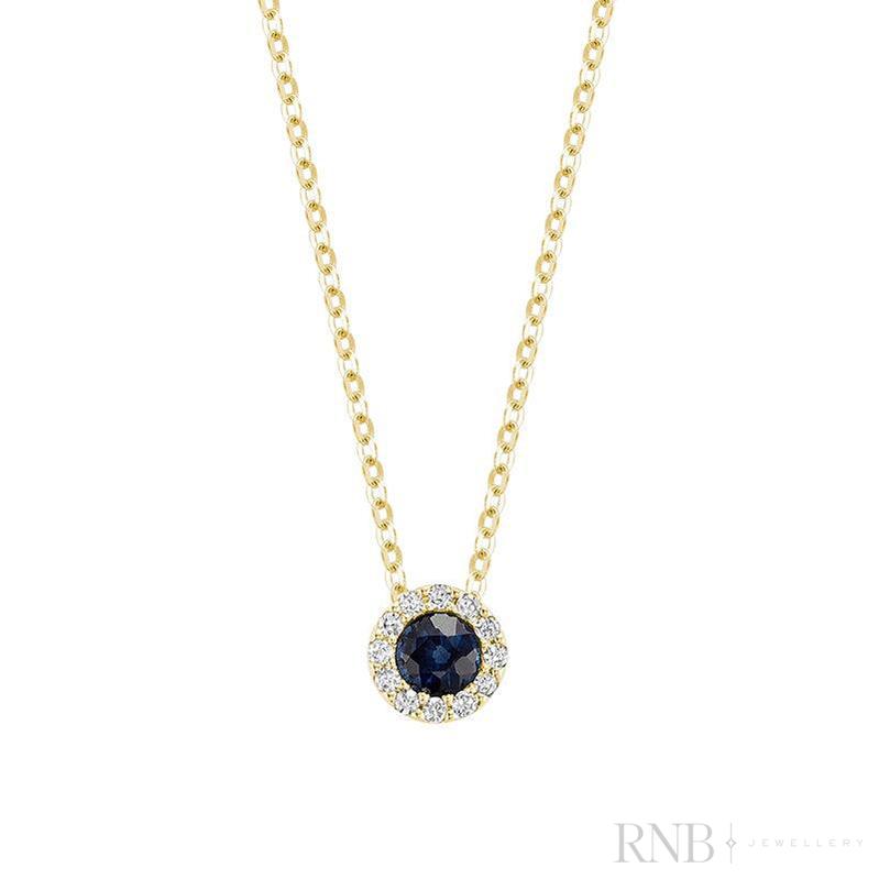 Precious Stone & Halo Diamond Pendant