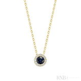 Precious Stone & Halo Diamond Pendant