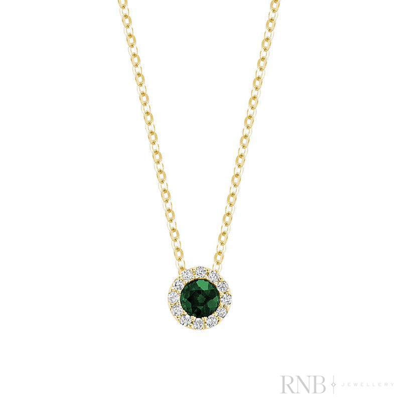 Precious Stone & Halo Diamond Pendant