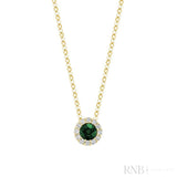 Precious Stone & Halo Diamond Pendant