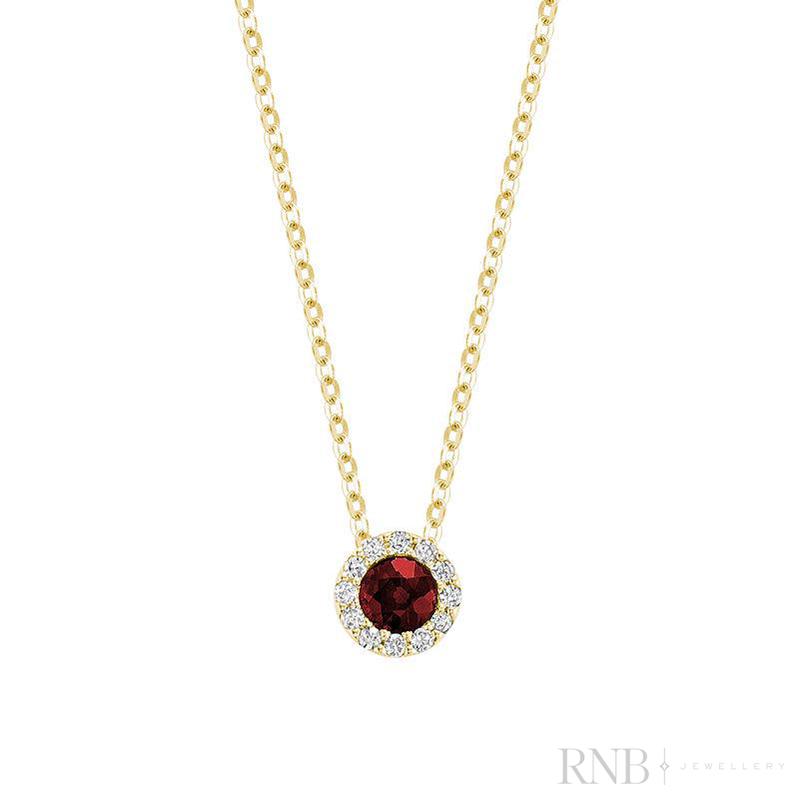 Precious Stone & Halo Diamond Pendant