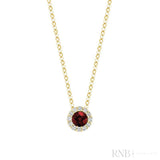 Precious Stone & Halo Diamond Pendant