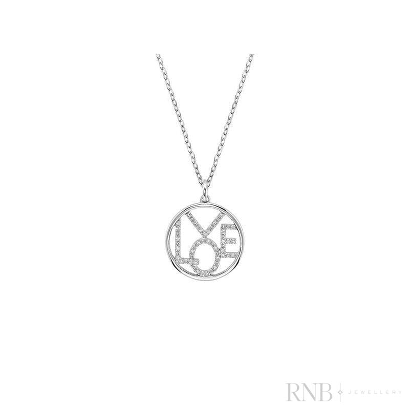 "LOVE" Circle Diamond Pendant