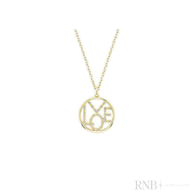 "LOVE" Circle Diamond Pendant