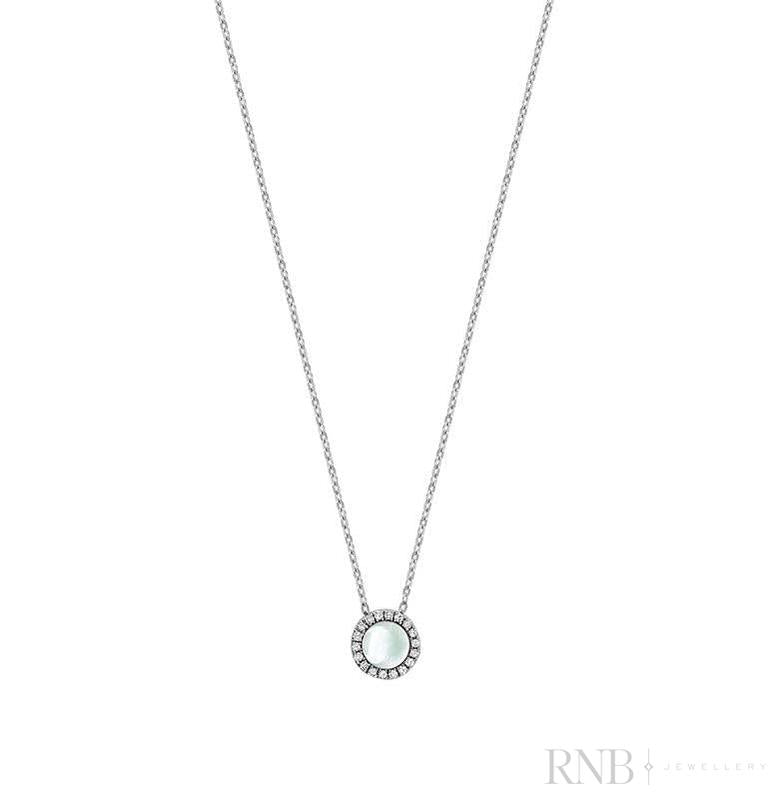 Halo Mother of Pearl Diamond Necklace