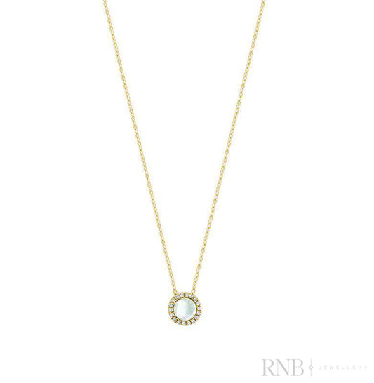 Halo Mother of Pearl Diamond Necklace