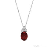 Oval Colored Stone Trinity Diamond Pendant