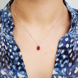 Oval Colored Stone Trinity Diamond Pendant