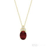 Oval Colored Stone Trinity Diamond Pendant