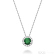 Precious Stone & Diamond Halo Pendant
