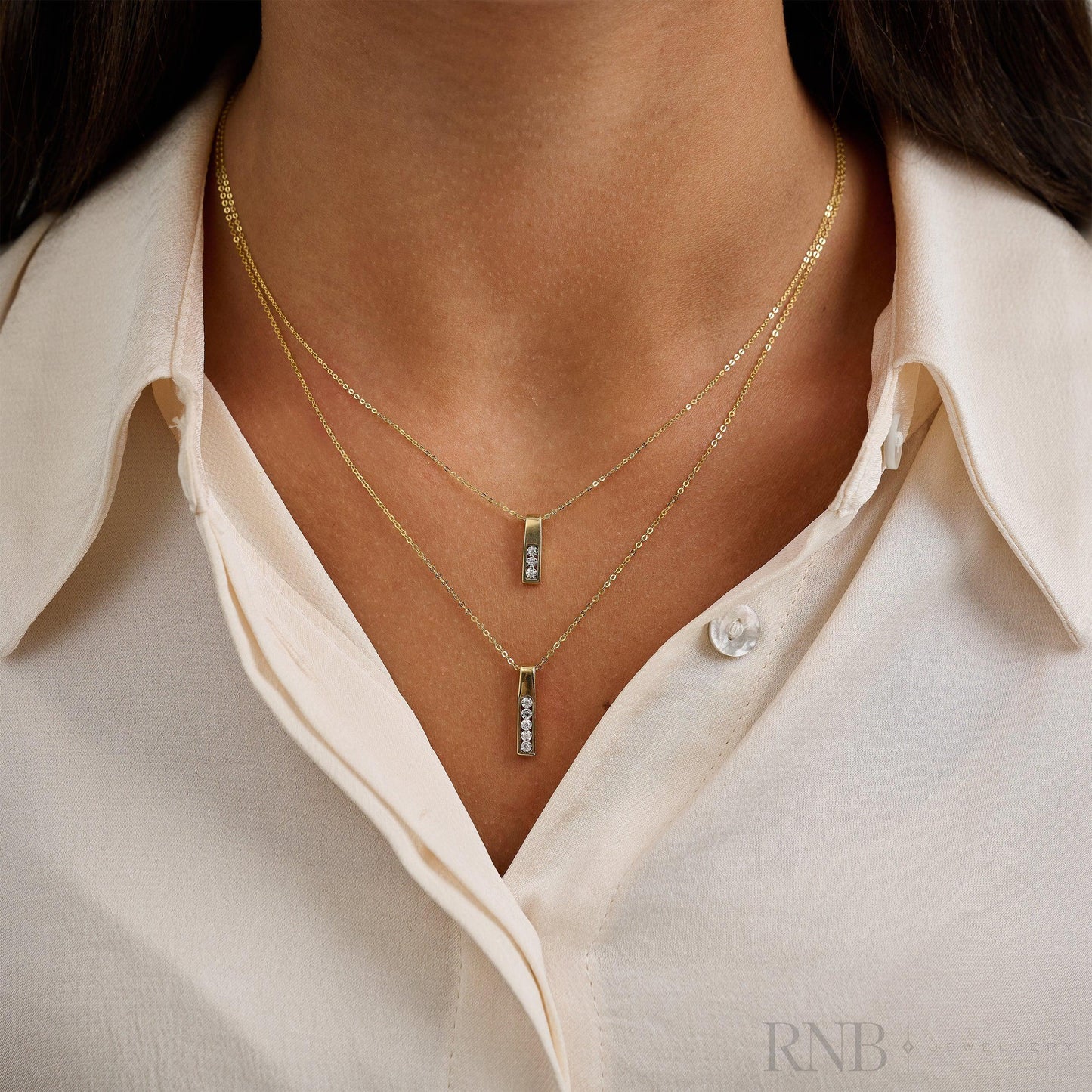 Medium Bar Illusion Diamond Pendant