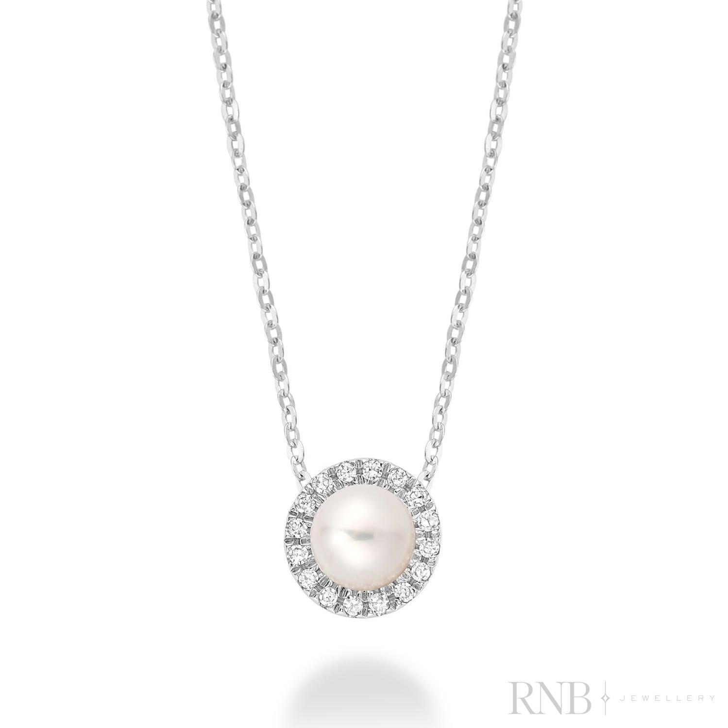 Pearl & Halo Diamond Pendant