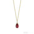 Pear Shape Colored Stone & Diamond Pendant